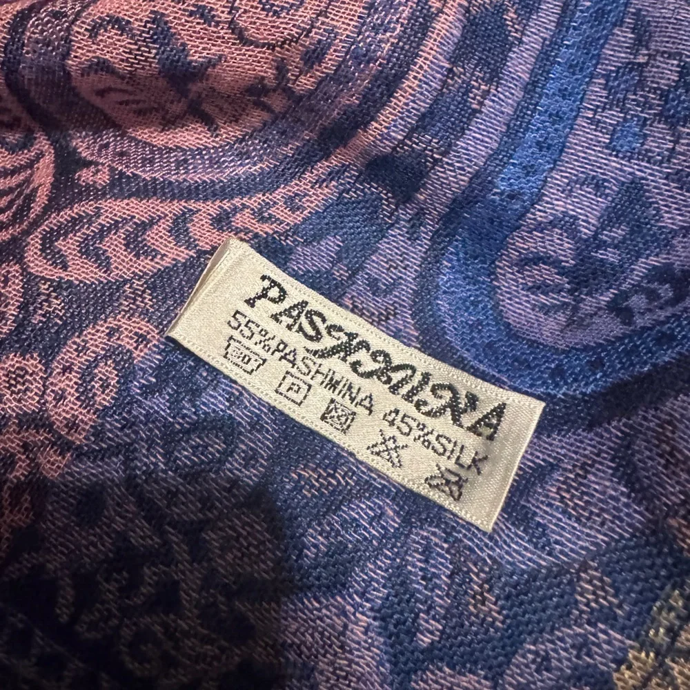 Pashmina Silk Blend Paisley Shawl Scarf Fringe Multicolor Wrap
